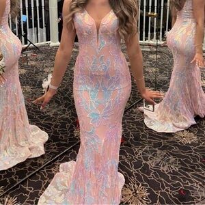 Jovani Iridescent Pink and Blue Prom Dress